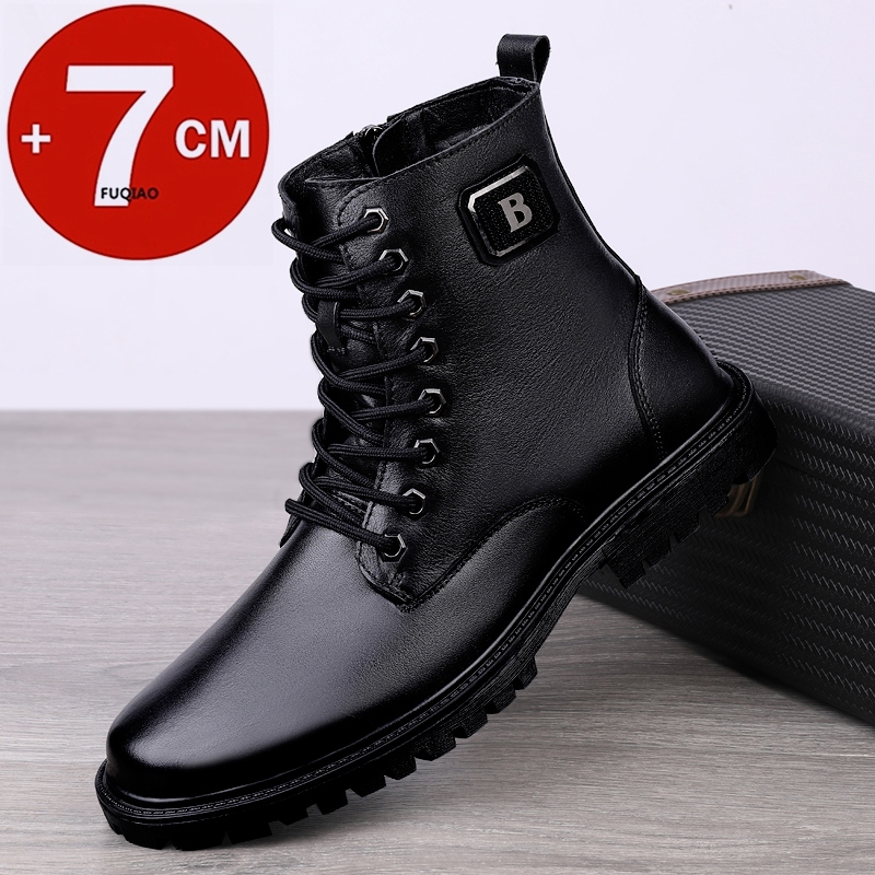 Men Shoes Marks - Men's Genuine Leather Elevator Boots Winter