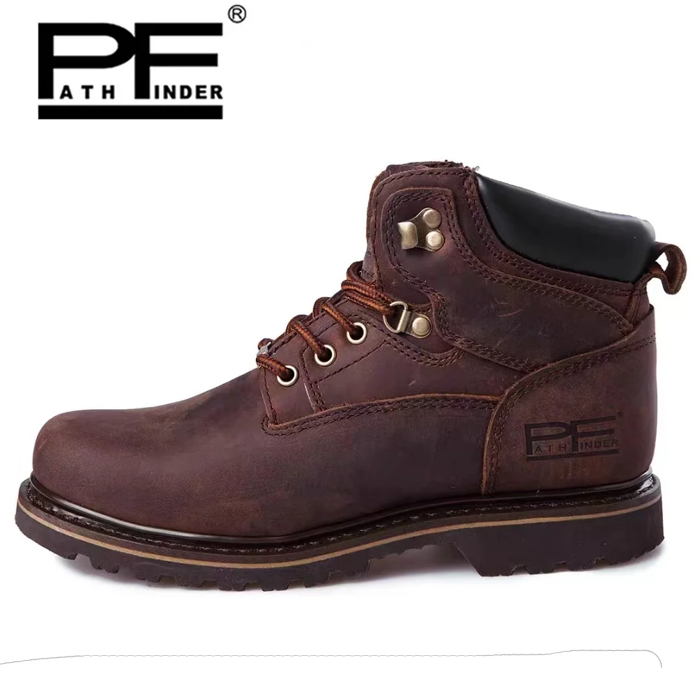 Work Boot Steel Toe - pf Men's Fashion Genuine Leather Motorcycle