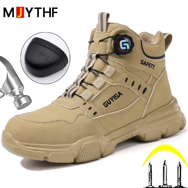 Work Boot Steel Toe - New Rotating Button Men Boots Anti-smash