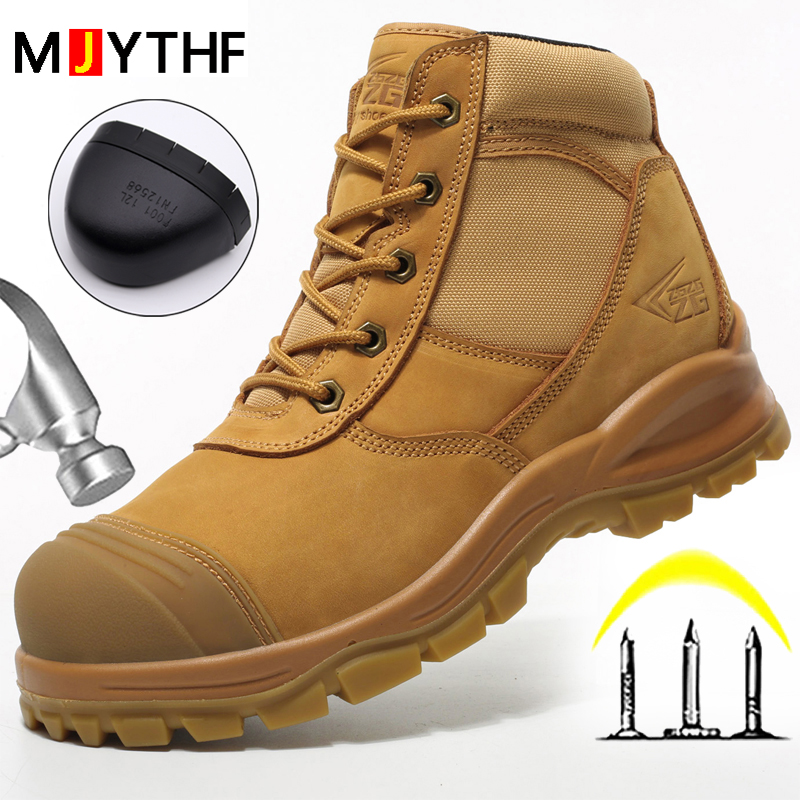 Work Boot Steel Toe - Genuine Leather Men's Boots Safety Shoes
