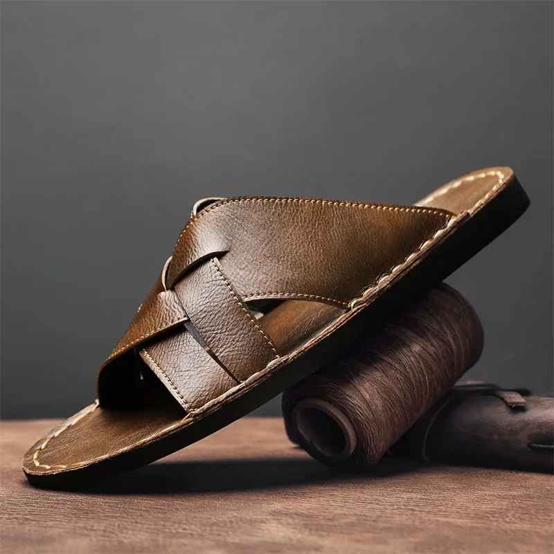 Genuine Leather Men Casual San - Men Shoes Marks ulasan dan harga
