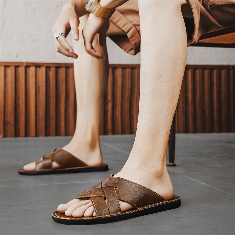 Genuine Leather Men Casual San - Men Shoes Marks ulasan dan harga