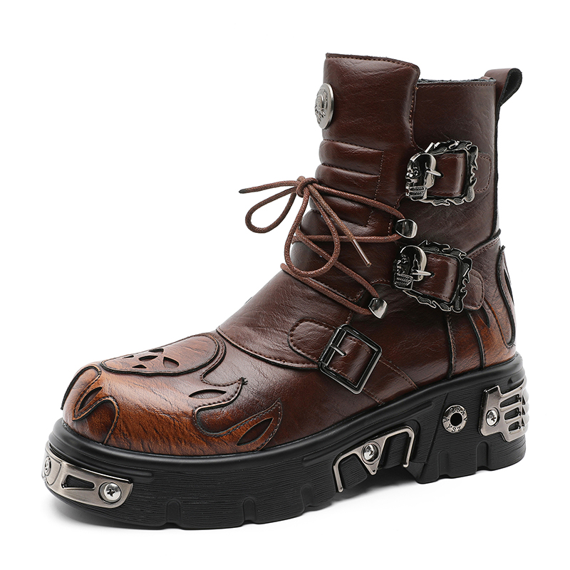 Punk Style Retro Cool Skull Fl - Men'S Shoes Increase Height ulasan dan harga