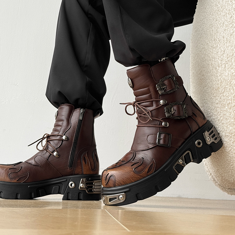 Punk Style Retro Cool Skull Fl - Men'S Shoes Increase Height ulasan dan harga