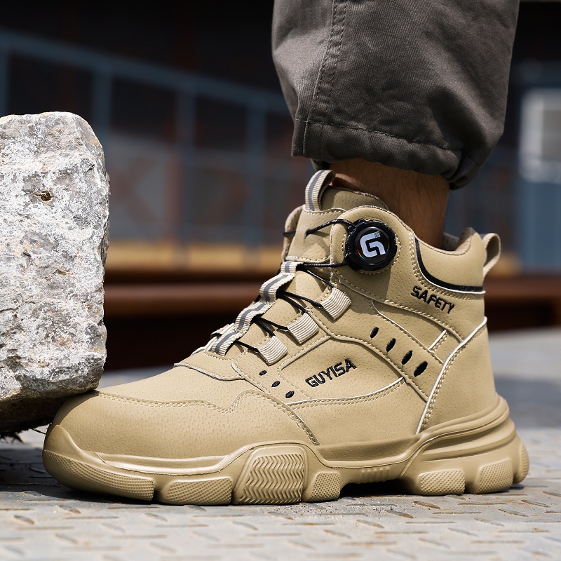 New Rotating Button Men Boots  - Work Boot Steel Toe ulasan dan harga
