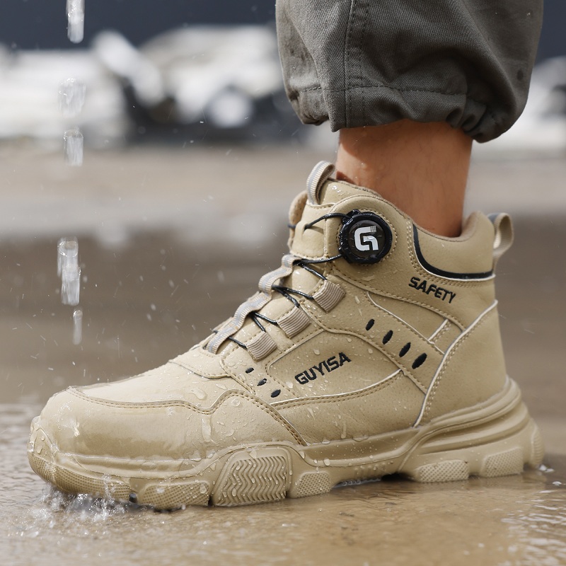 New Rotating Button Men Boots  - Work Boot Steel Toe ulasan dan harga